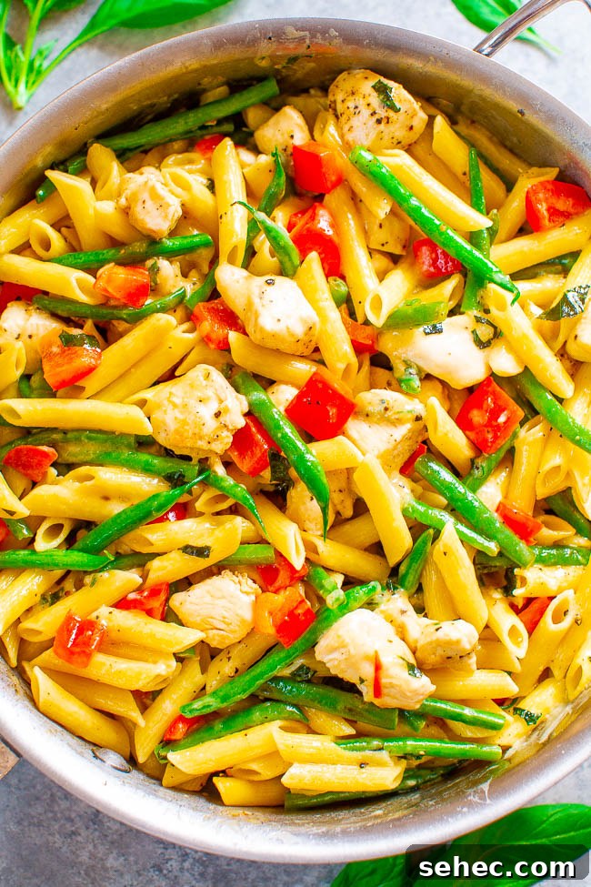 Chicken Asparagus Pasta with Tomatoes 16 Asiago Chicken and Pasta in a pot.