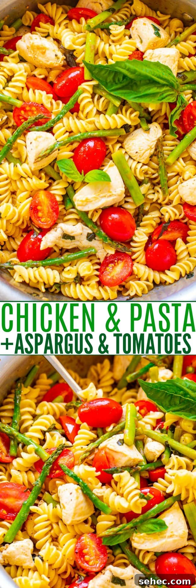 Chicken Asparagus Pasta with Tomatoes 9 Chicken pasta with asparagus and tomatoes.