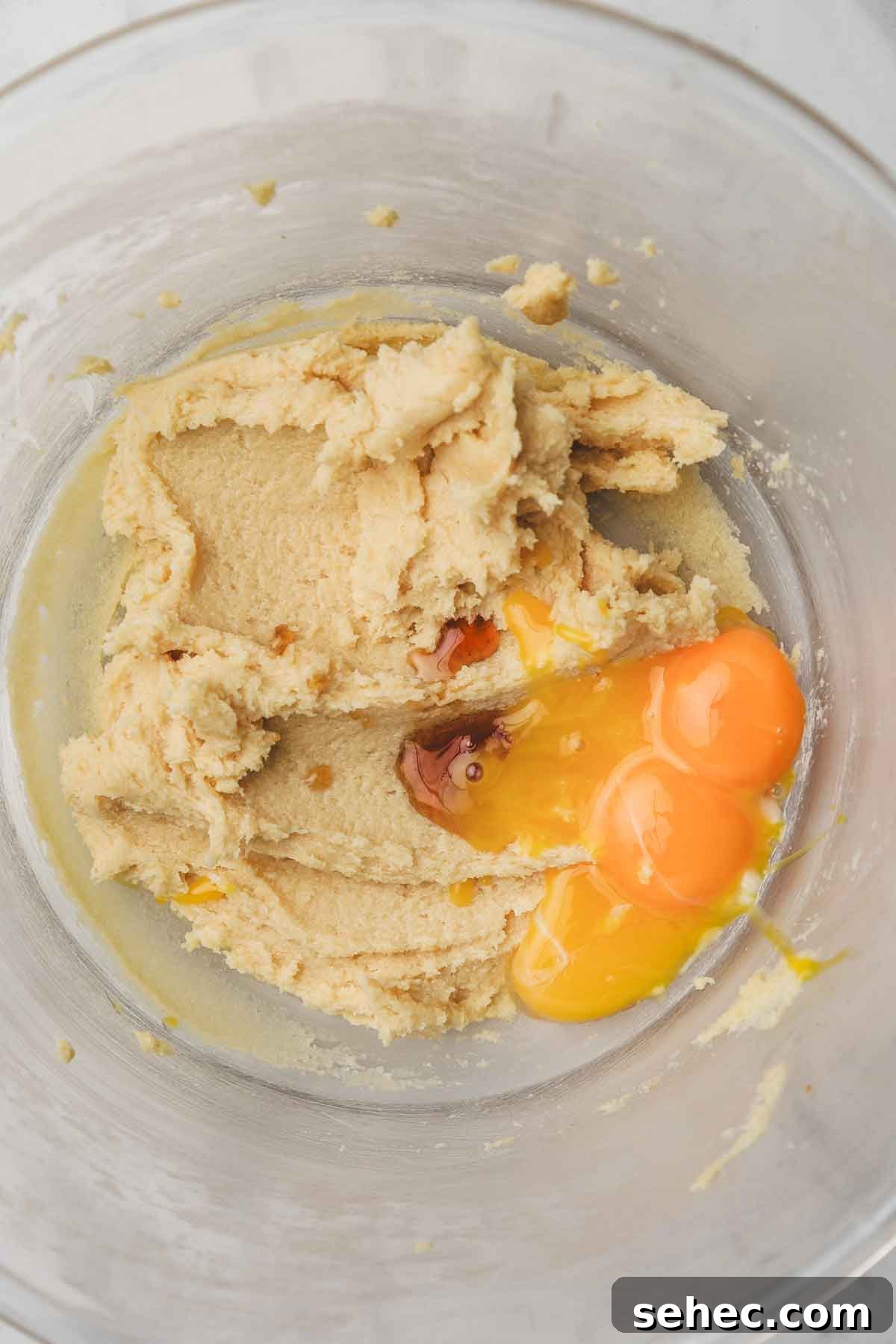 Chocolate Chip Cookies Made with Egg Yolks 5 mixing bowl with butter sugar and egg yolks