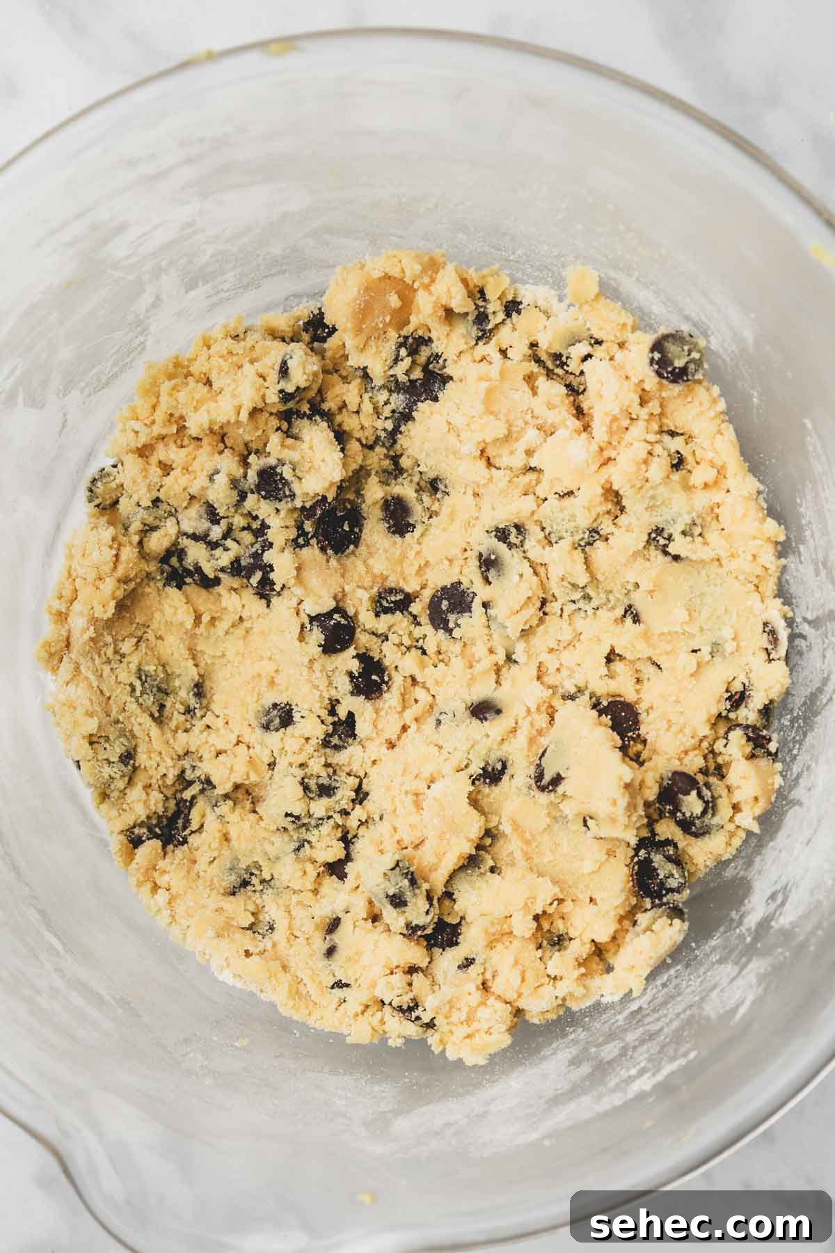 Chocolate Chip Cookies Made with Egg Yolks 7 mixed chocolate chip cookie dough in a bowl