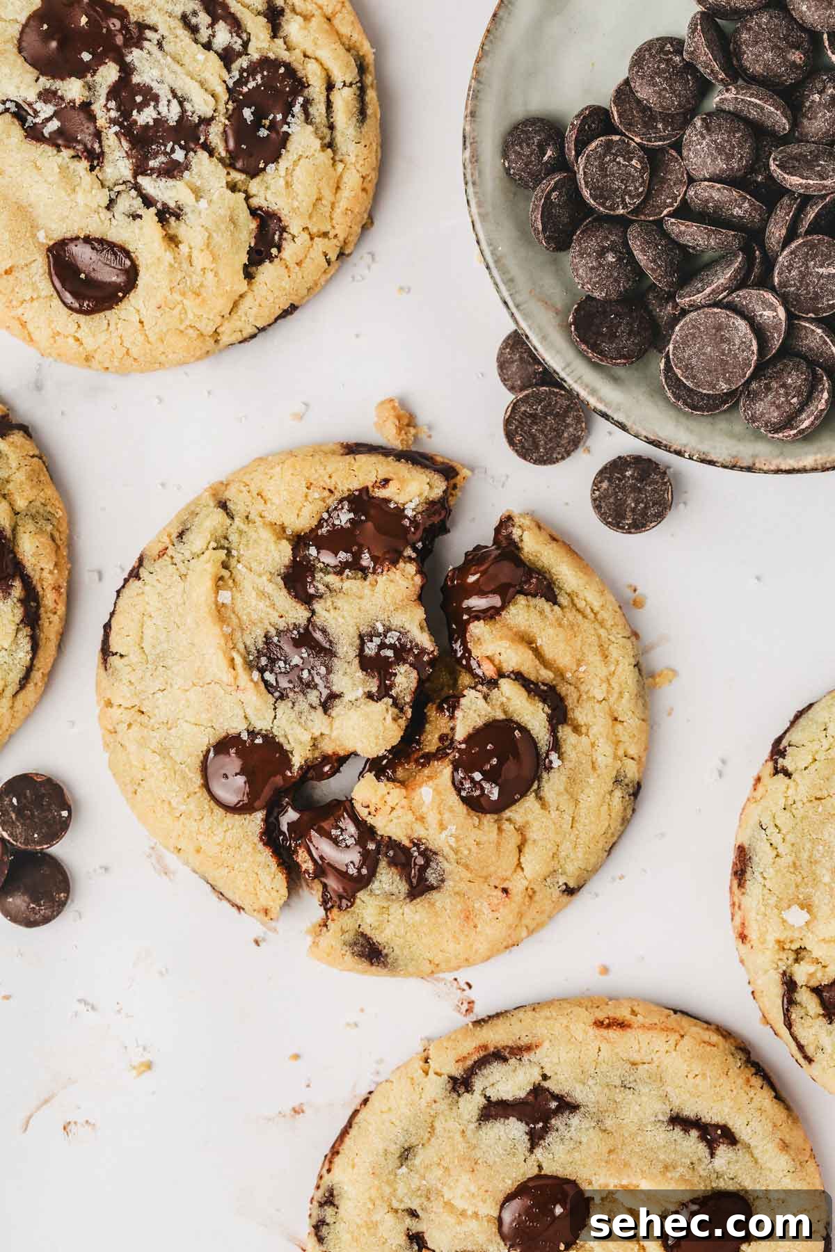 Chocolate Chip Cookies Made with Egg Yolks 10 chocolate chip cookies on a table