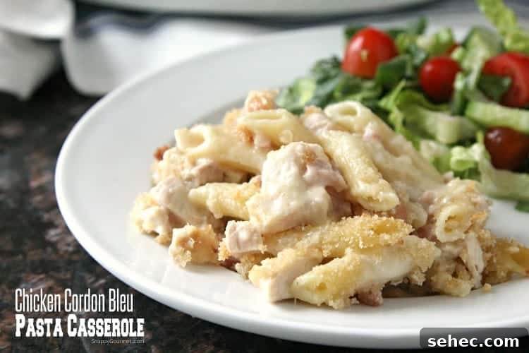 Chicken Cordon Bleu Pasta Bake Recipe 7 Chicken Cordon Bleu Pasta Casserole Recipe - serve with some easy sides for the best dinner