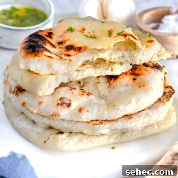 Yaki Udon Stir Fried Noodles 21 Naan bread stacked on a marble plate