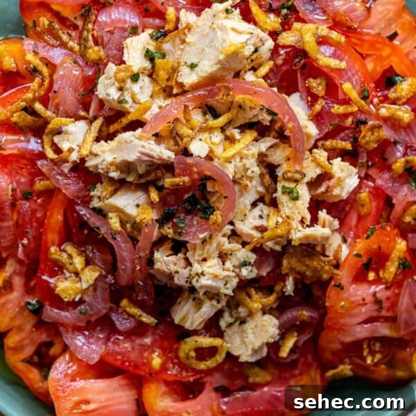 Crispy Baked Goat Cheese Balls Recipe 18 tomato salad with shredded cooked chicken, caramelized onions, and crispy fried onions