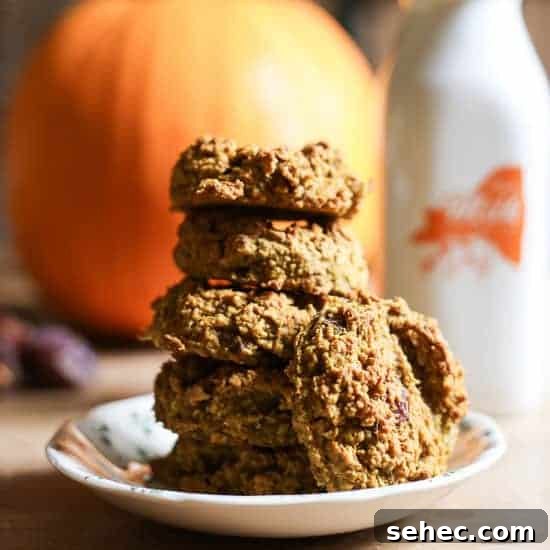 Gluten Free Pumpkin Cookies with Warm Fall Spices 7 stack of cookies on a plate