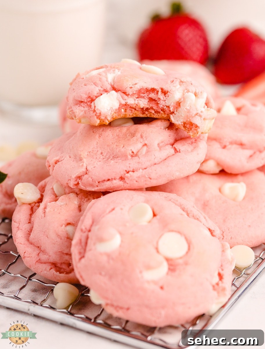 Strawberry Cake Mix Cookies with White Chocolate 3 WHITE CHOCOLATE Strawberry Cake Mix Cookies