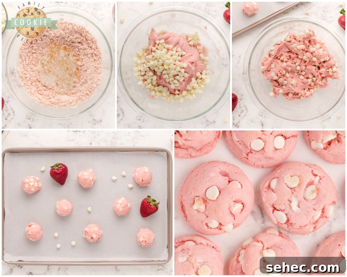 Strawberry Cake Mix Cookies with White Chocolate 4 how to make white chocolate strawberry cake mix cookies