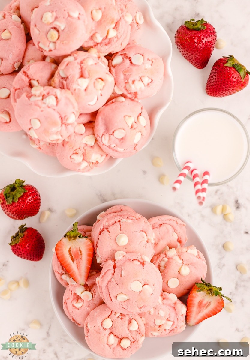 Strawberry Cake Mix Cookies with White Chocolate 5 strawberry cake mix cookies with white chocolate chips