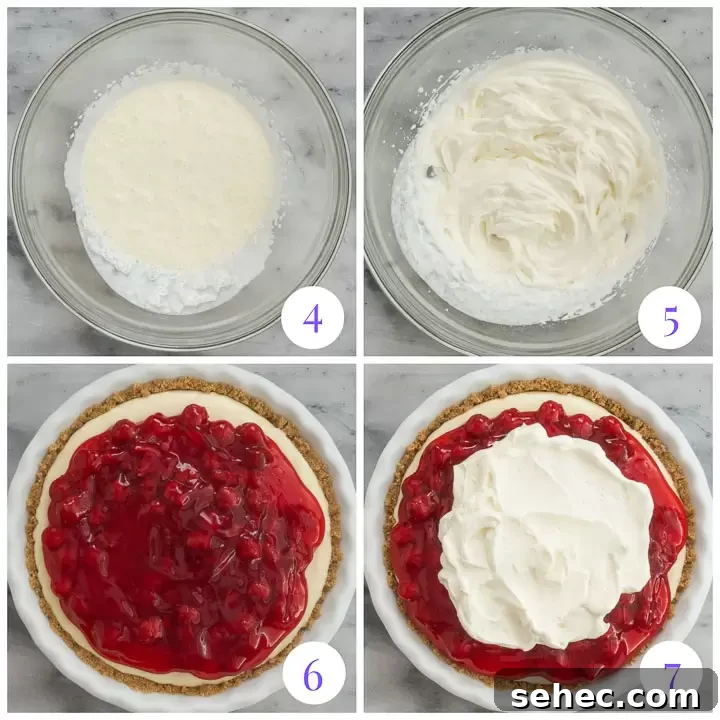 Cherry Cream Pie Recipe with Flaky Crust 5 how to finish cherry cream pie with cherry topping and whipped cream