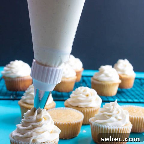 A light, fluffy, and dreamy Vanilla Buttercream Frosting. Perfect for frosting cakes, cupcakes, and more!