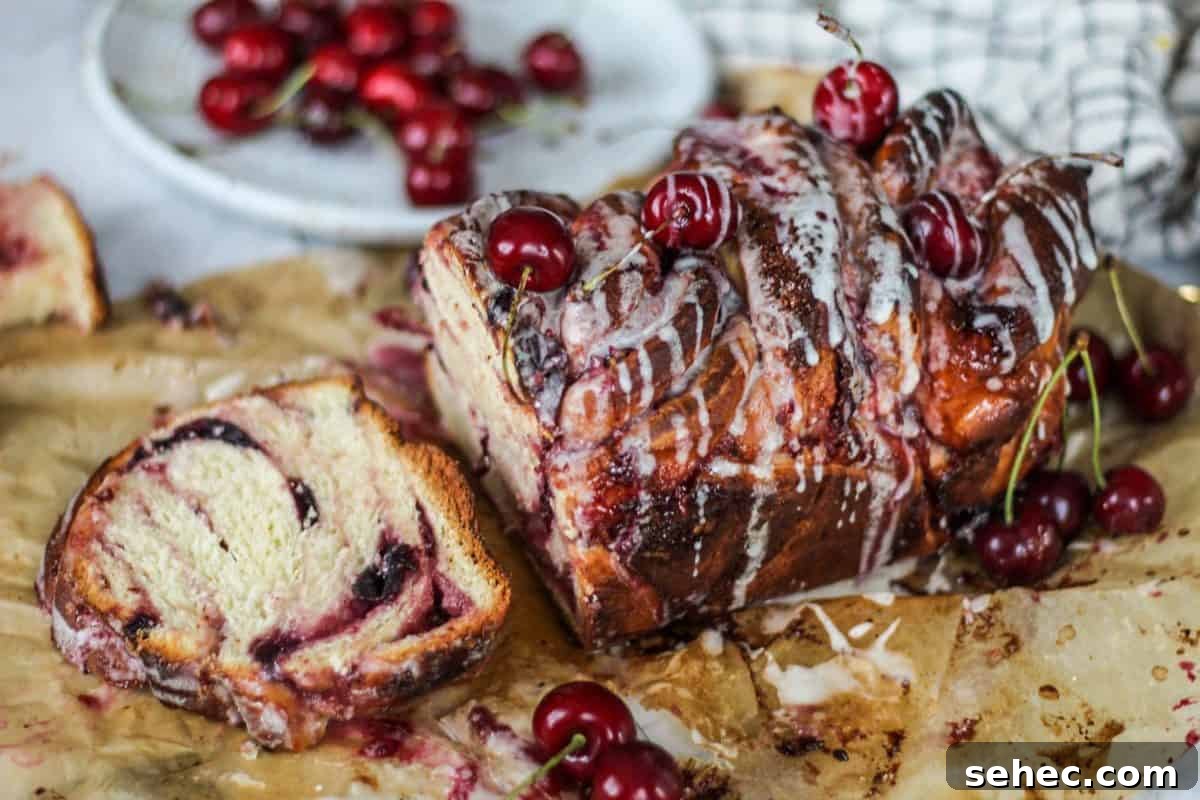 Cherry Cream Cheese Babka Recipe 2 Cherry cream cheese babka loaf with glaze