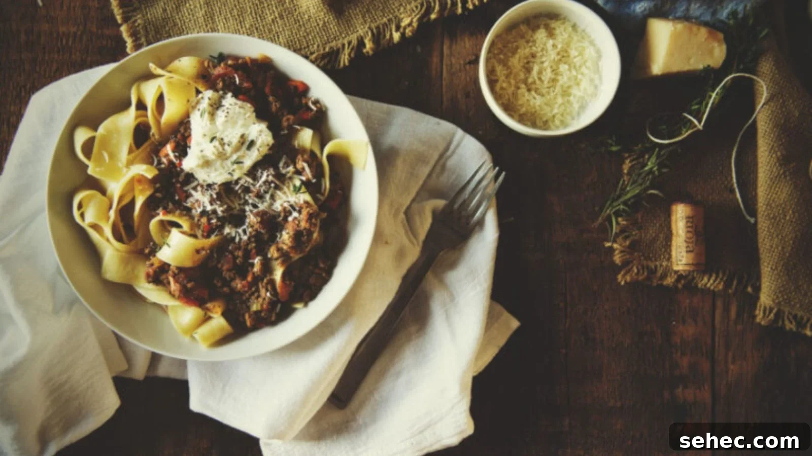 Lamb ragu simmered with pappardelle pasta and herbs.