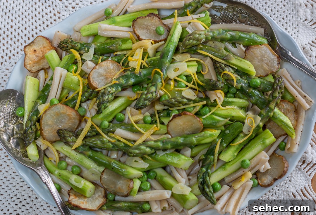 Spring Asparagus Pasta Baked in Parchment 2 Spring asparagus cooked in parchment with buttery lemon sauce served with pasta