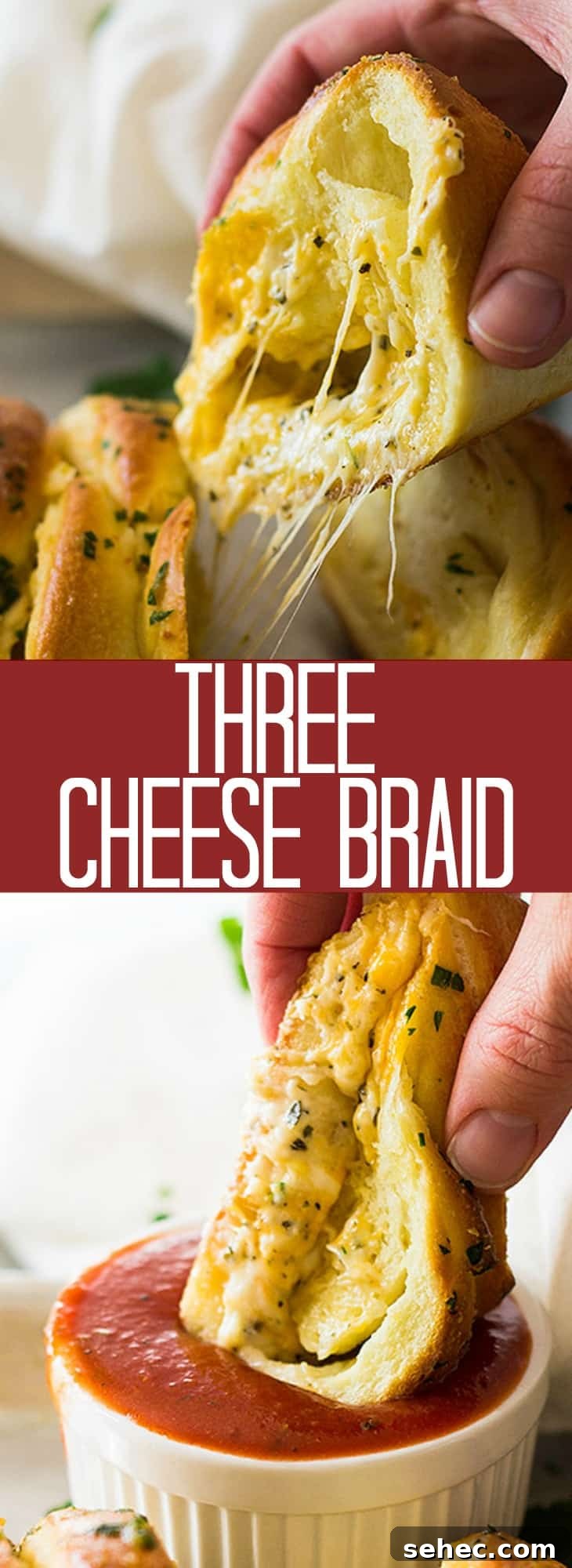 Three Cheese Braided Bread Recipe 10 This Three Cheese Braid is filled with lots of ooey gooey cheese all wrapped inside of a homemade pizza dough! Then brushed with melted butter and garlic!! Perfect for appetizers, along side any meal or just for snacking!