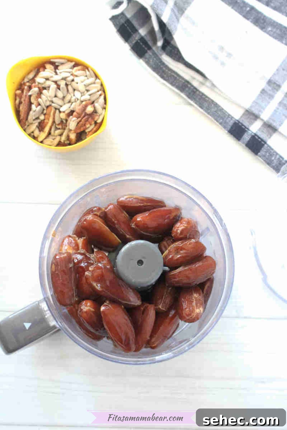 Dairy Free Chocolate Mint Protein Bars Recipe 4 Soaked dates in a mini food processor.