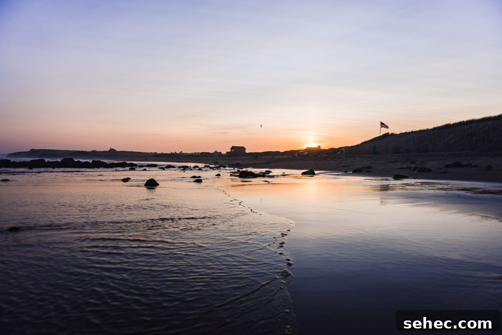 Ditch Plains Surf Guide Waves Tides and Local Tips 10 Sunset in Ditch Plains, NY.