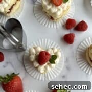 Mini Heart Cakes Made Two Ways 11 Mini heart cakes topped with fresh strawberries and raspberries.