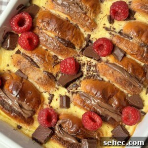 Nutella Salted Caramel Brioche Bread Pudding 15 baked pudding in the tin