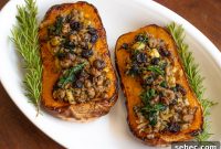 Sausage-Stuffed Butternut Squash with Sage and Parmesan