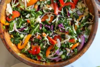 Zesty Crunch Rainbow Slaw Recipe with Colorful Veggies