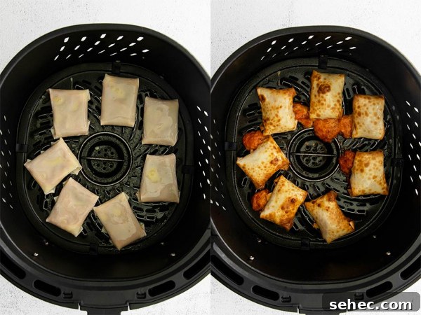 Crispy Air Fryer Pizza Rolls Recipe 5 before and after air fryer pizza rolls