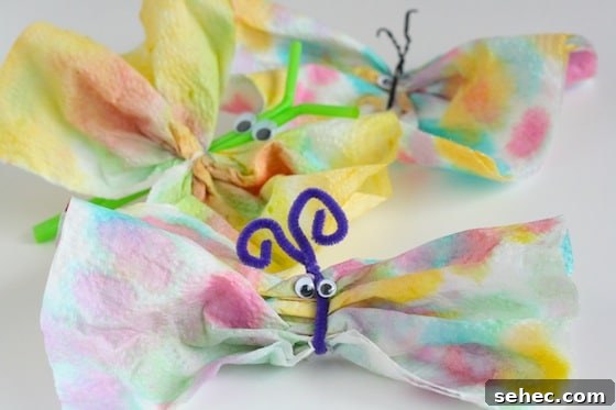 10 Spring Crafts for Toddlers & Preschoolers 5 paper towel butterflies x 3