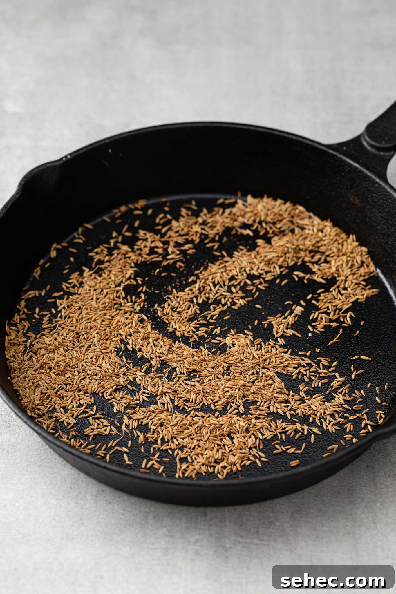 Authentic Chaat Masala Recipe: Homemade Indian Spice Mix 6 Toasted cumin seeds in a black skillet