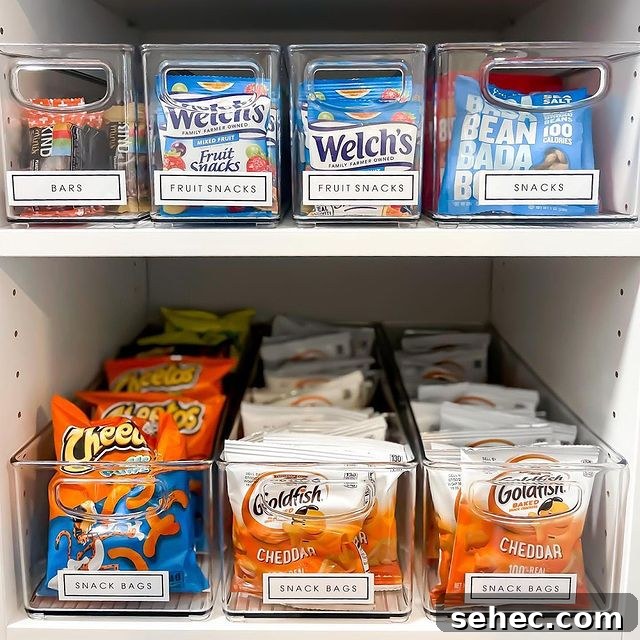 21 Clever Cupboard Organization Ideas 19 snack storage