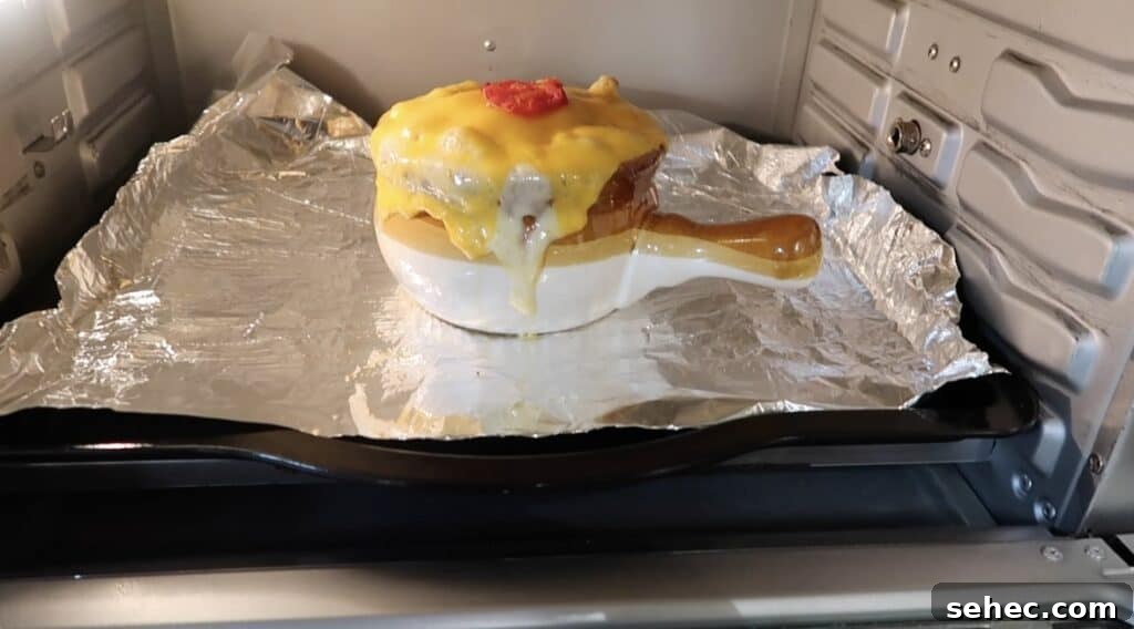 Melted cheese on crock