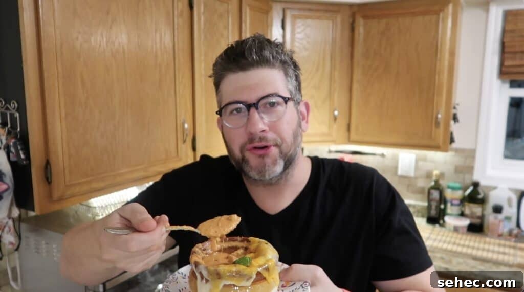 Man proud of soup