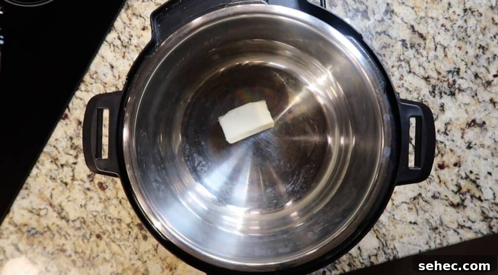 Adding butter to pot