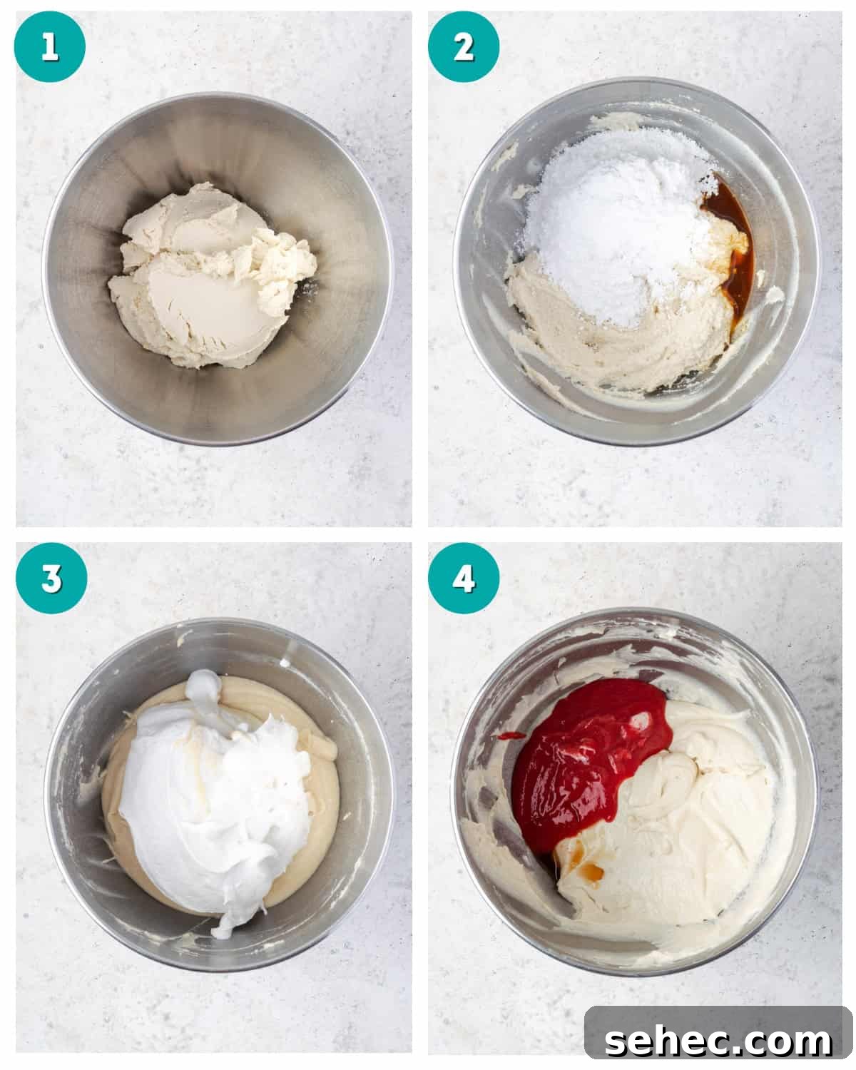 No Bake Strawberry Cheesecake Cups 7 Step by step instructions for making the no bake strawberry cheesecake filling.