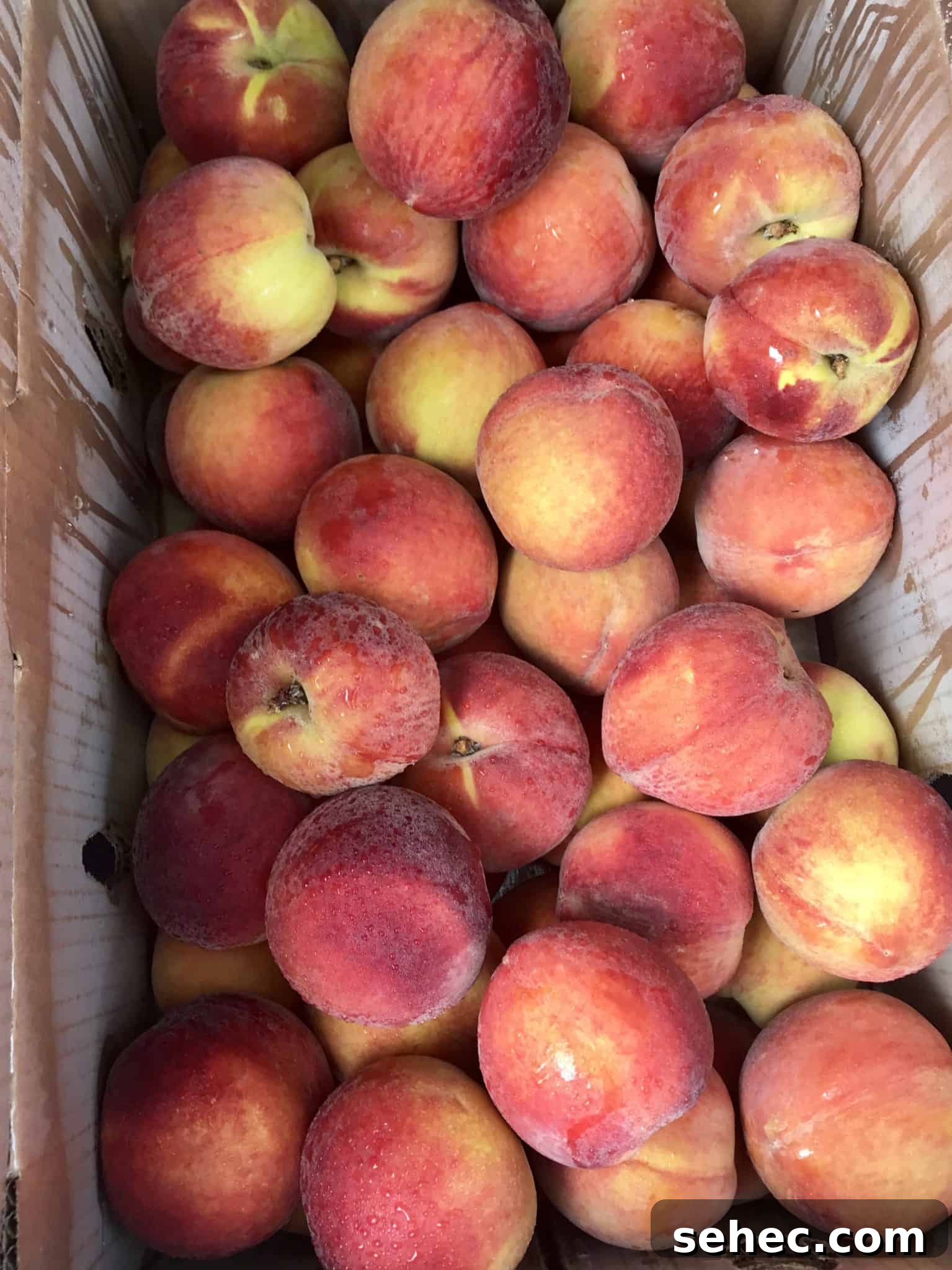 Peaches in crate