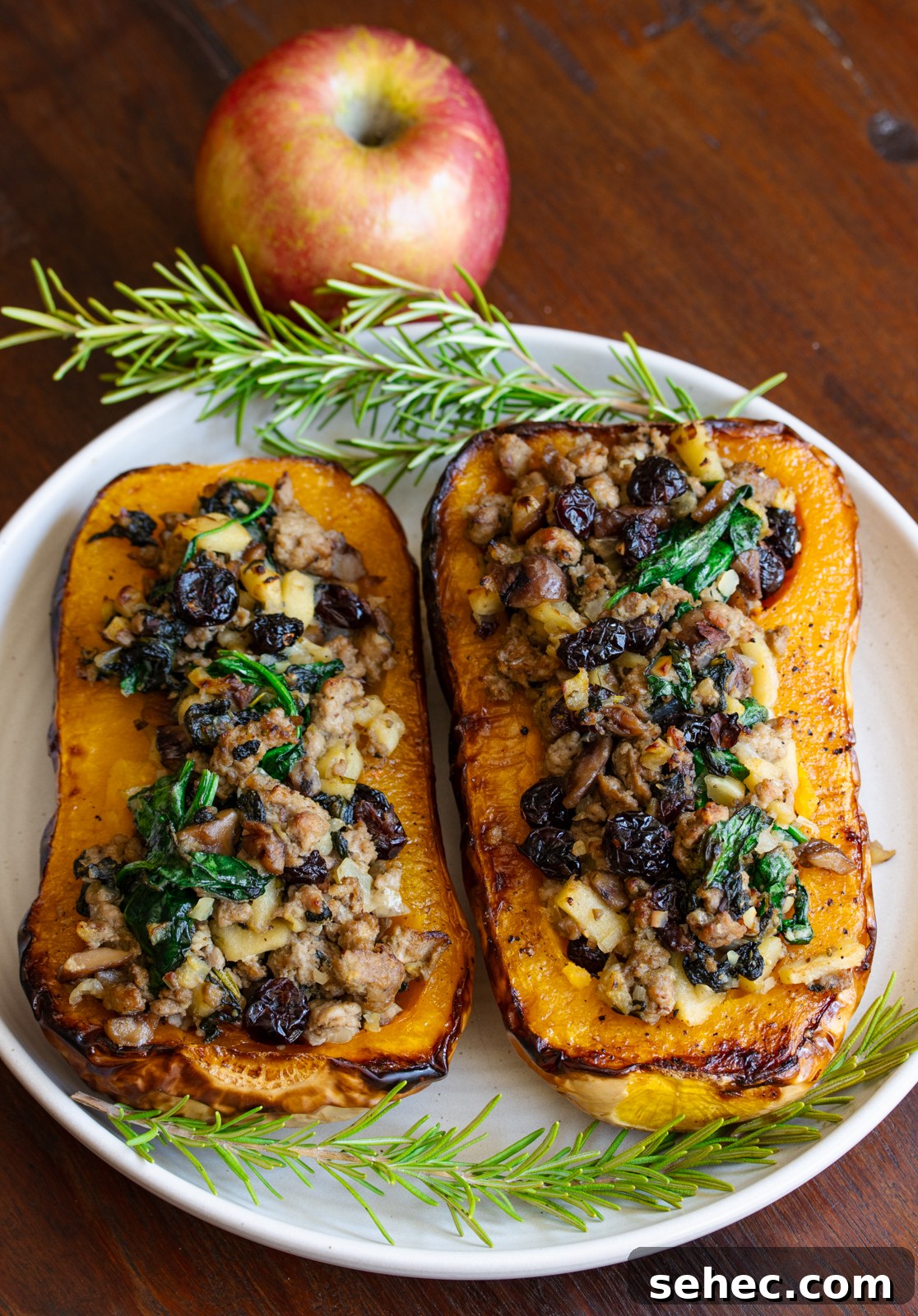 Sausage-Stuffed Butternut Squash with Sage and Parmesan 9 Sausage Stuffed Butternut Squash