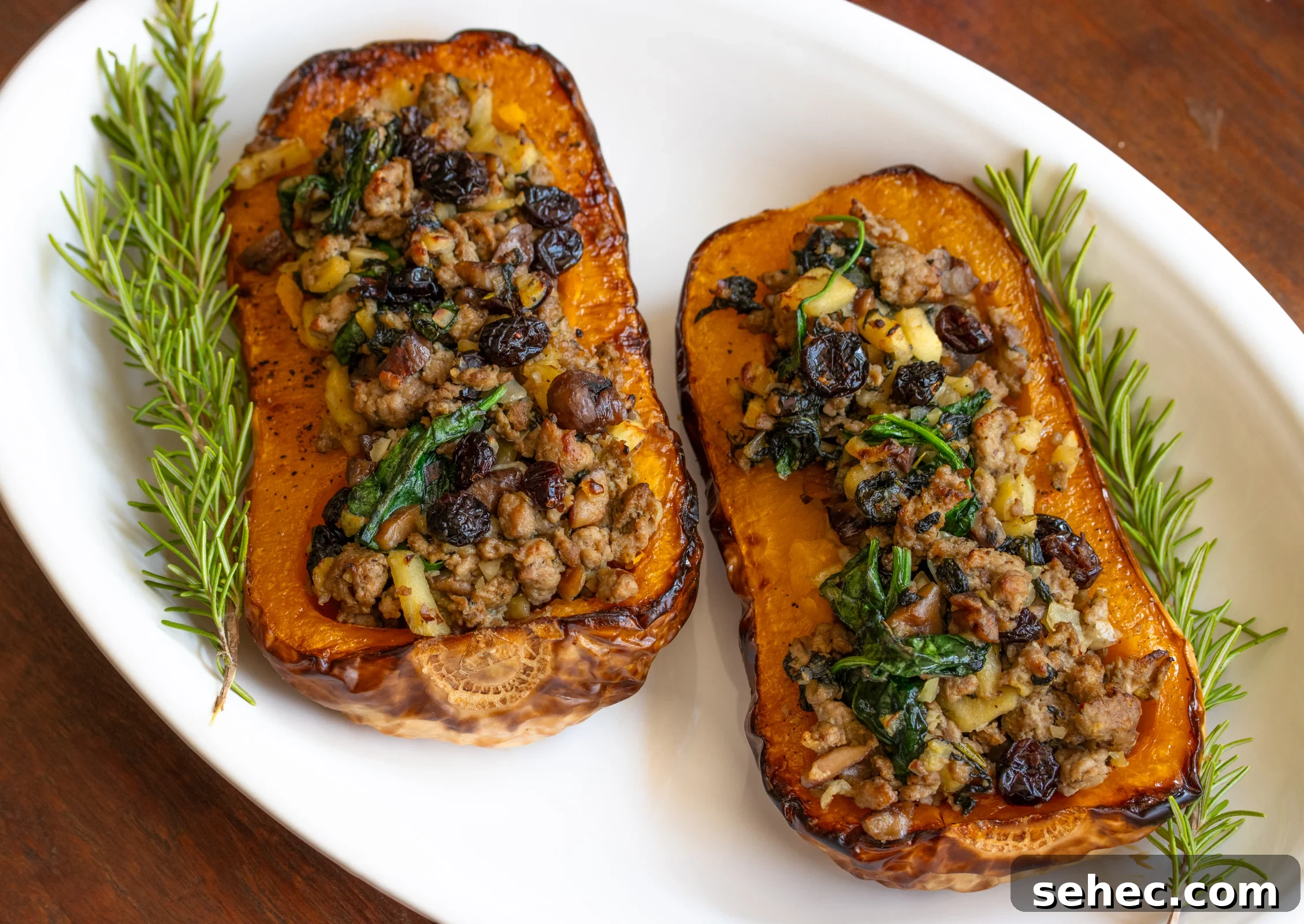 Sausage-Stuffed Butternut Squash with Sage and Parmesan 10 Sausage Stuffed Butternut Squash