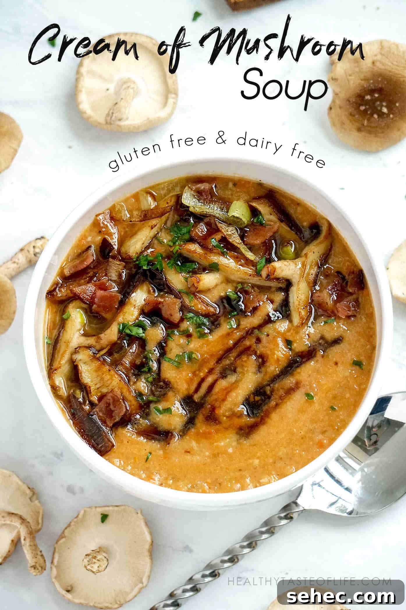 Healthy creamy shiitake mushroom soup recipe - it has a rich 