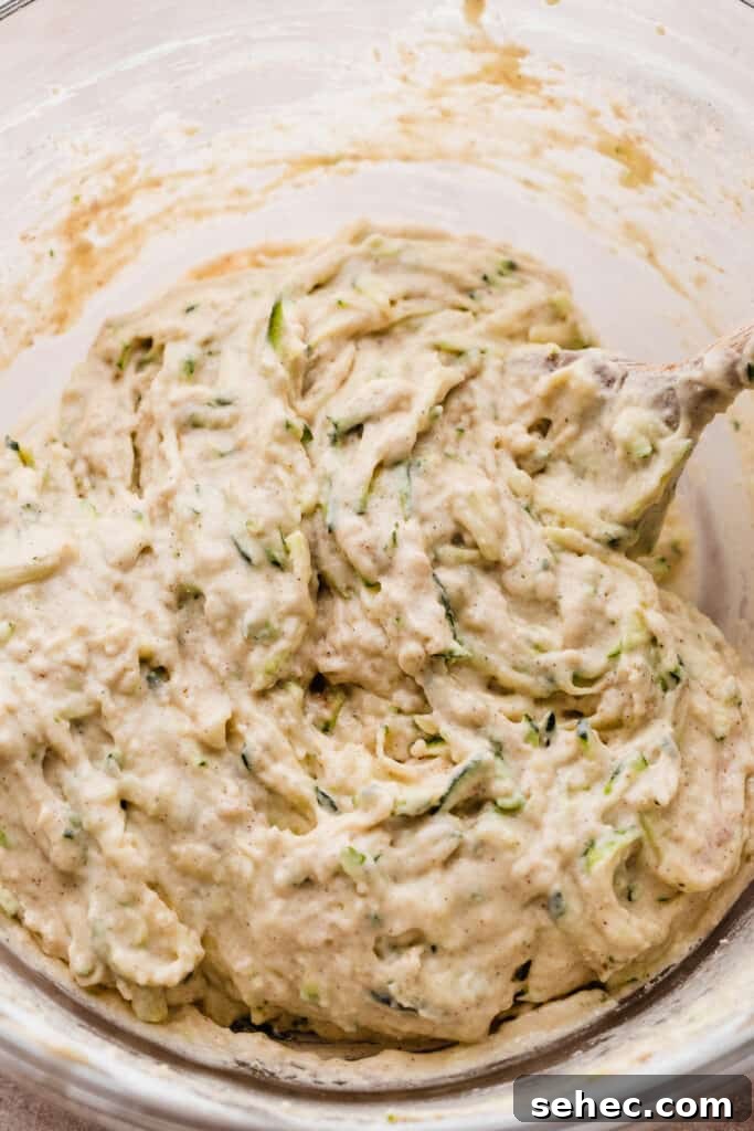 Fluffy Zucchini Bread Pancakes Recipe 6 A bowl of the pancake batter.