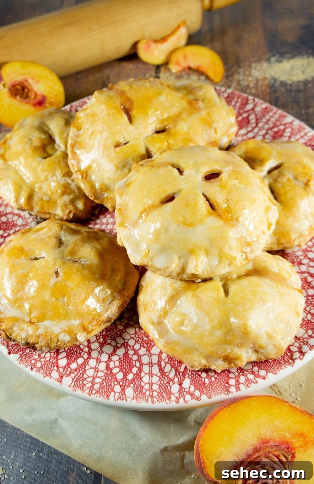finished platter of peach hand pies